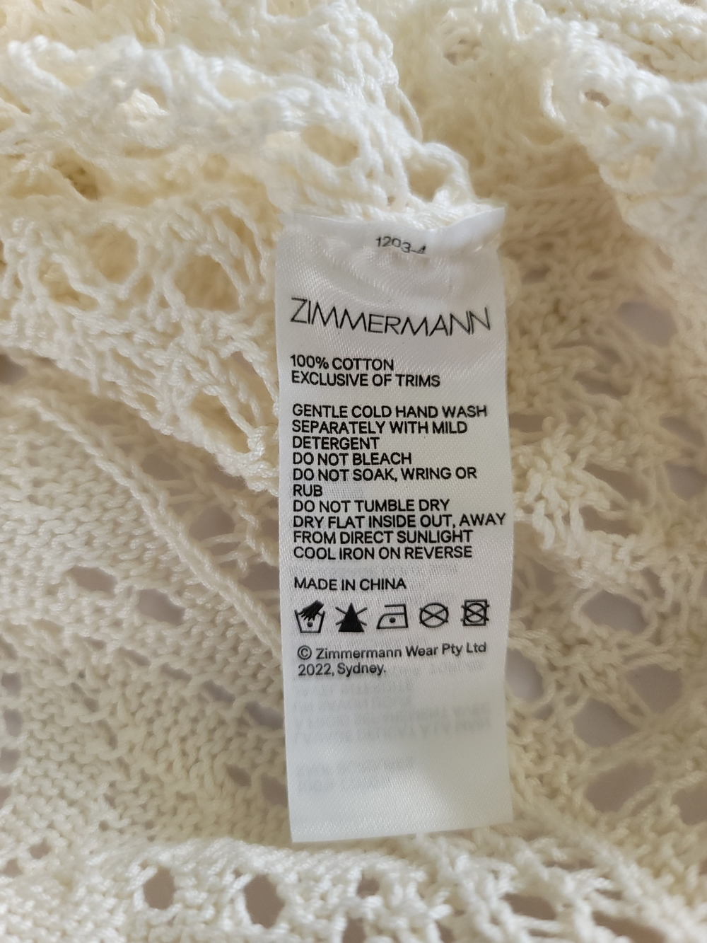 Zimmermann Ivory Lace Knit Top XS Short Sleeve Cotton Blouse Romantic Boho - Picture 4 of 6